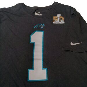 Carolina Panthers Cam Newton Shirt XXL Nike Tee Black NFL Super Bowl 50 #1